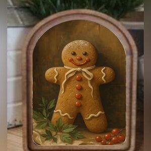 Gingerbread Cookie Wood Frame Arch Top Small Picture